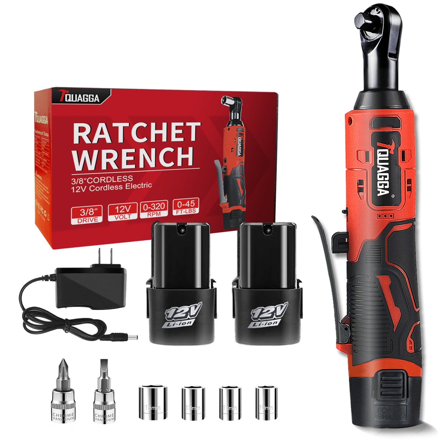 TQUAGGA Cordless Electric Ratchet Wrench Set, 12V, 45ftlbs,Variable Speed Power Ratchet Wrench,with Batteries2,Automotive Repair Tools, Electric Tools Cordless,Hardware,Impact,Heavy Duty