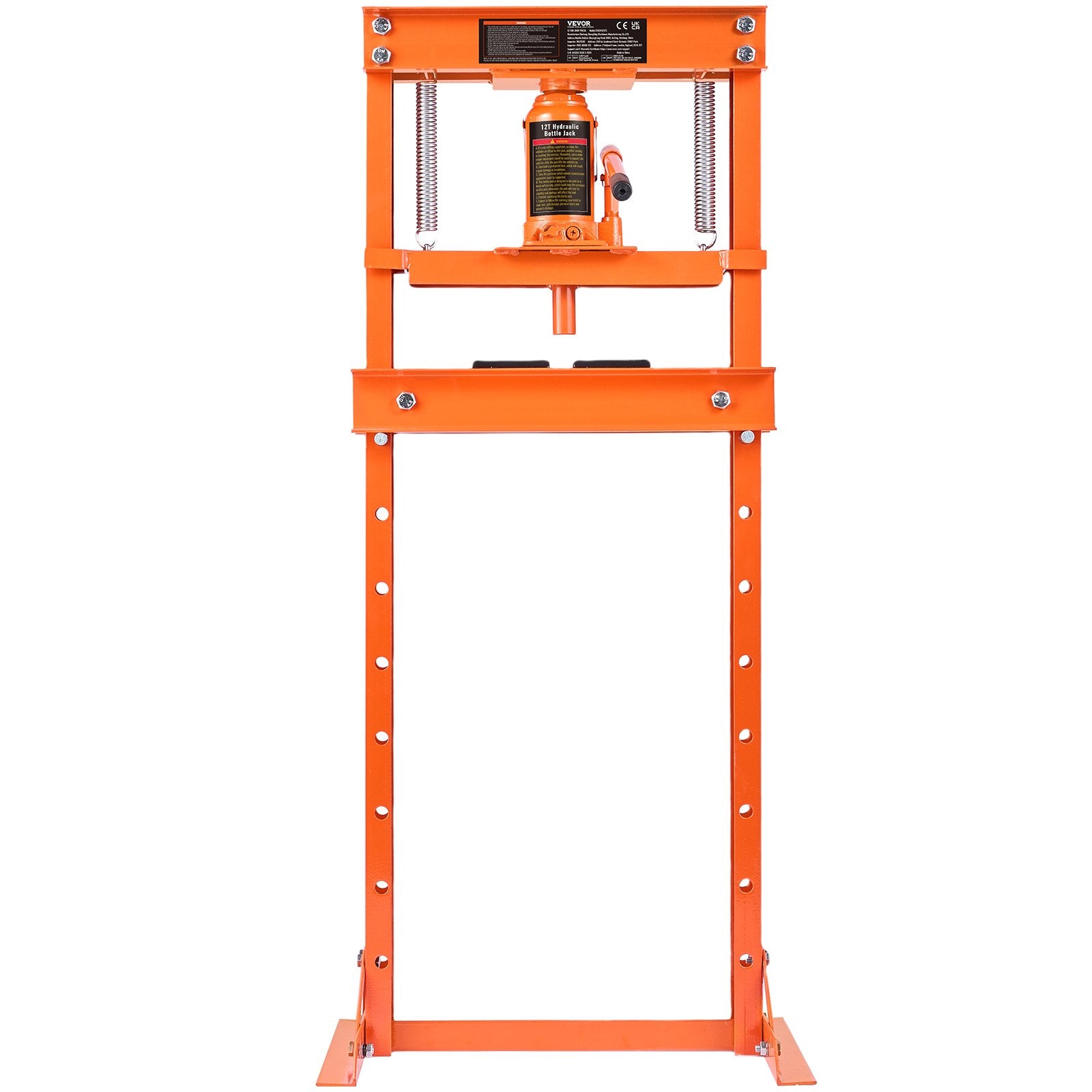 VEVOR Hydraulic Shop Press, 12 Ton H-Frame Hydraulic Garage Shop Floor Press, Adjustable Shop Press With Press Plates, Heavy Duty Hydraulic Press For Garage, Shop, Workshop