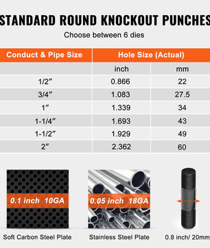 10 Ton Hydraulic Knockout Punch Kit, 1/2