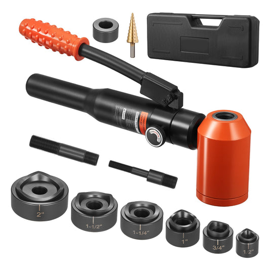 Knockout Punch Set, 10 Ton Hydraulic Knockout Set, 1/2" To 2" KO Tool Kit Hole Making Tool, KO Tools Kit W/6 Dies For Metal Electrical Cabinets, Electrical Control Cabinets, Switch Cabinets