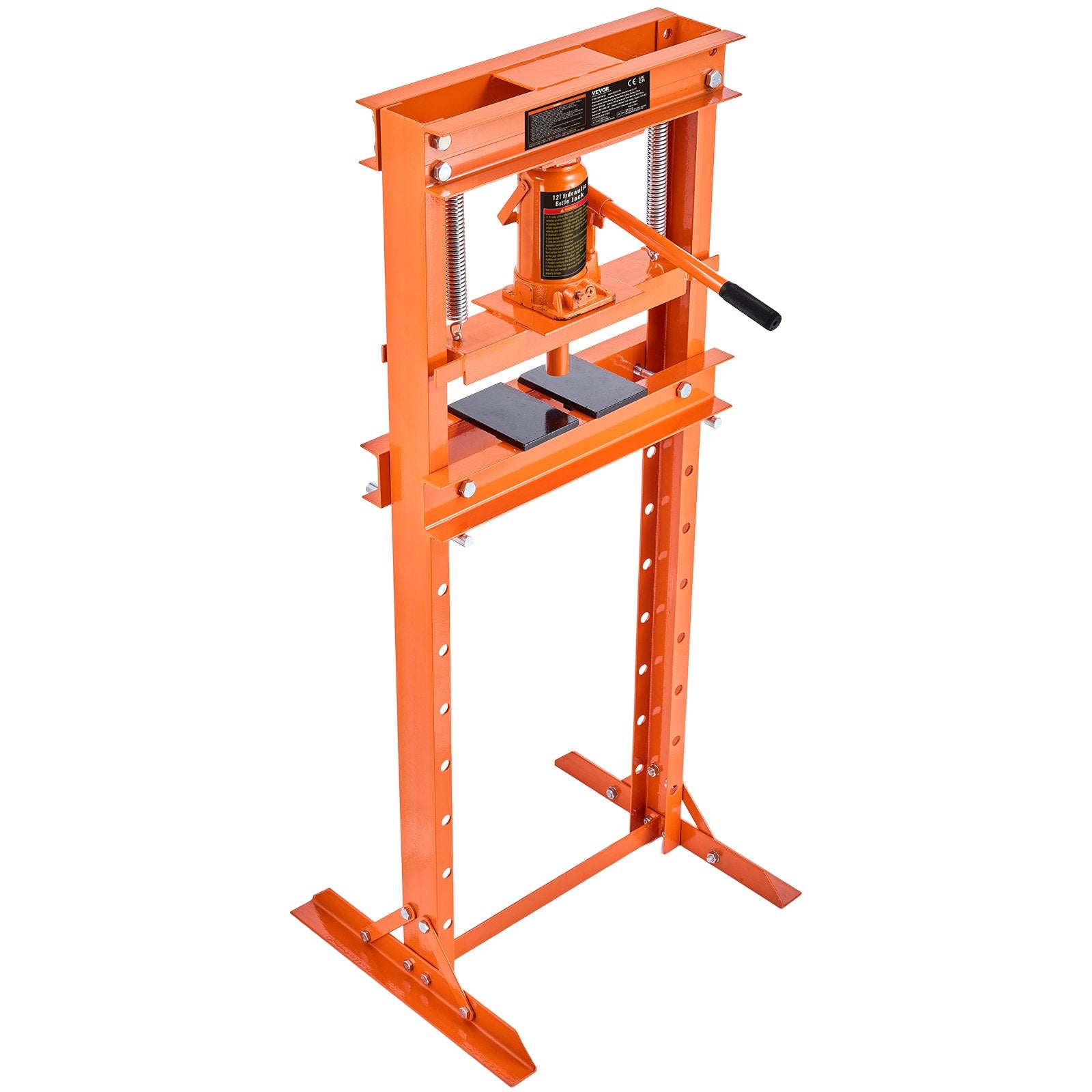 VEVOR Hydraulic Shop Press, 12 Ton H-Frame Hydraulic Garage Shop Floor Press, Adjustable Shop Press With Press Plates, Heavy Duty Hydraulic Press For Garage, Shop, Workshop
